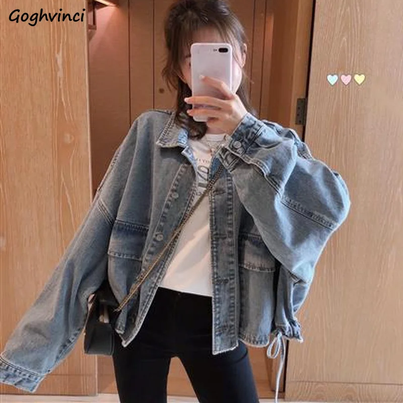 

Basic Jackets Women Simple Spring Denim Clothing Leisure Loose All-match Popular College Sweet Style Ins Ladies Coats Casual Fit