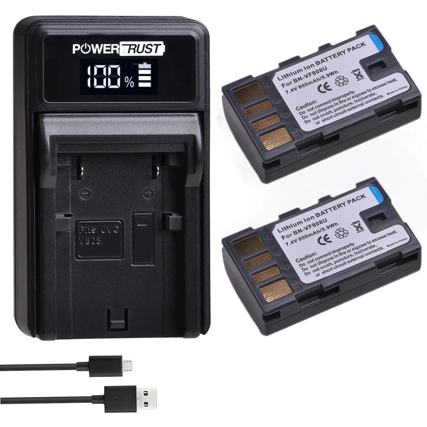 Батарея PowerTrust BN-VF808U Bateria VF8008 Battery+Charger for JVC GZ-MG575 GZ-MG555 GR-D740 GR-D745 GR-D750 GZ-MG130 GZ-MG135 GZ-MG255