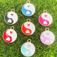 20 pieces round lovely drop oil enamel color love womens pendant jewelry diy bracelet necklace earring accessories craft making