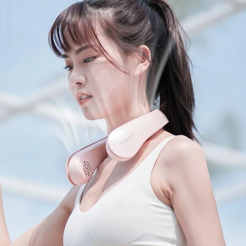 

Mini Neck Fan Wireless 4000mAh USB Rechargeable Portable Neckband Fan Bladeless Hanging Neck Cooling Fan 4 Motors For Outdoor