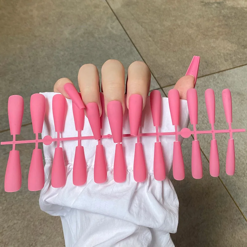 

24PCS Solid Color Matte False Nail Super Long Coffin Fake Nail Form Multi-size Nails Tips for Nails Art Artificial Fingernails