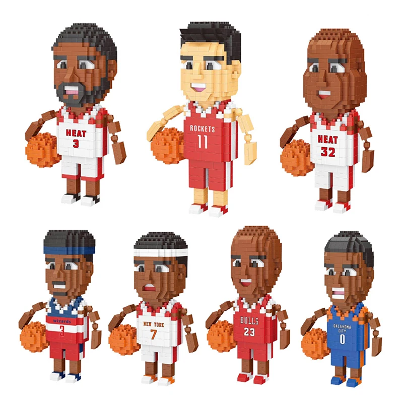 3d Model Assembled Bricks Diy Basketball Star Movable Doll Ornaments Children's Toys