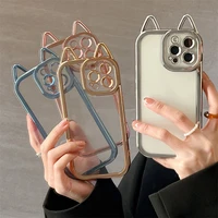 cat ear clear phone case for iphone 13 pro max cases simple electroplated edge anti fall cover for iphone 12 pro case 11 xr xs x