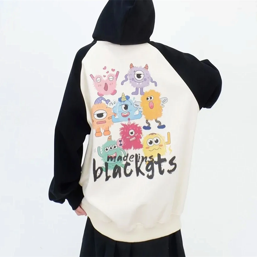 

Толстовка с капюшоном для мужчин и женщин, свитшот с американским мультяшным рисунком Y2K, хлопковые топы с длинным рукавом, зимняя Милая одежда