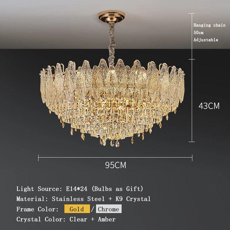 

Modern Luxury Golden Crystal Ceiling Chandelier Large LED Nordic Designer Lighting Fixture for Living Room Exhibition Home Decor