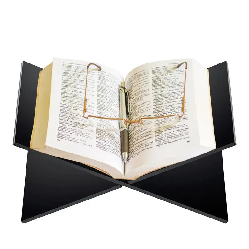 

Акриловый держатель для книг X-типа, Многофункциональный черный книжный стенд для чтения, открытый держатель для Библии, календаря, художественная книга