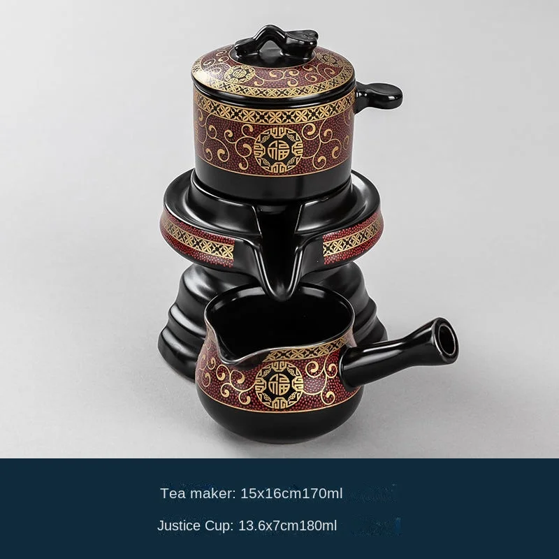 

Lazy Half Automatic Creative Stone Mill Rotating Water Out Kung Fu Tea Maker Set Ceramic Teapot Teaware
