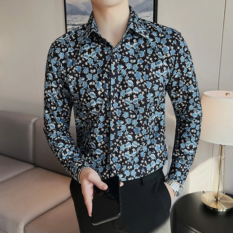 

Autumn Winter Corduroy Shirts Men Long Sleeve Slim Casual Business Formal Dress Shirt Social Party Streetwear Men Clothing 2022