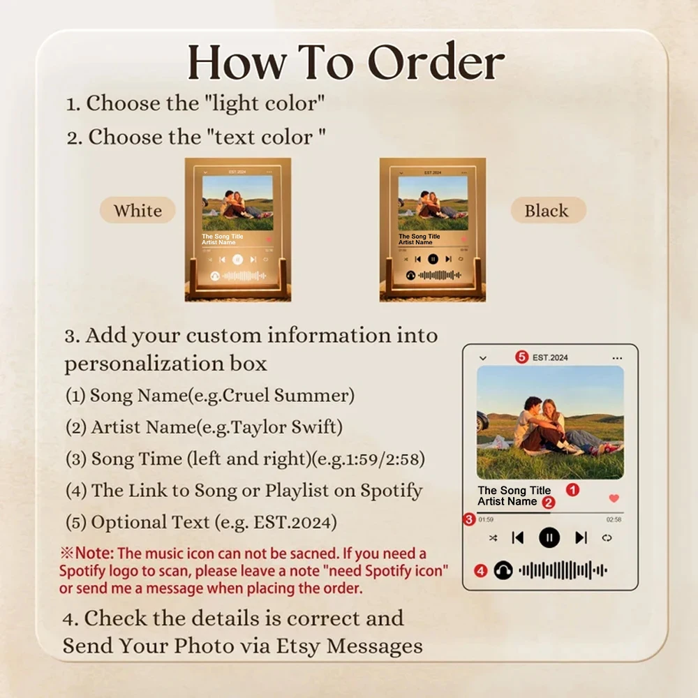 Акриловая фоторамка с песней Spotify