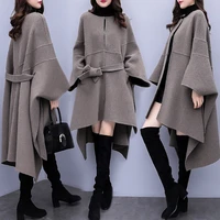 wool cloak woolen coat autumn winter new fashion woolen coat womens korean 2022 loose long high quality overcoat black women