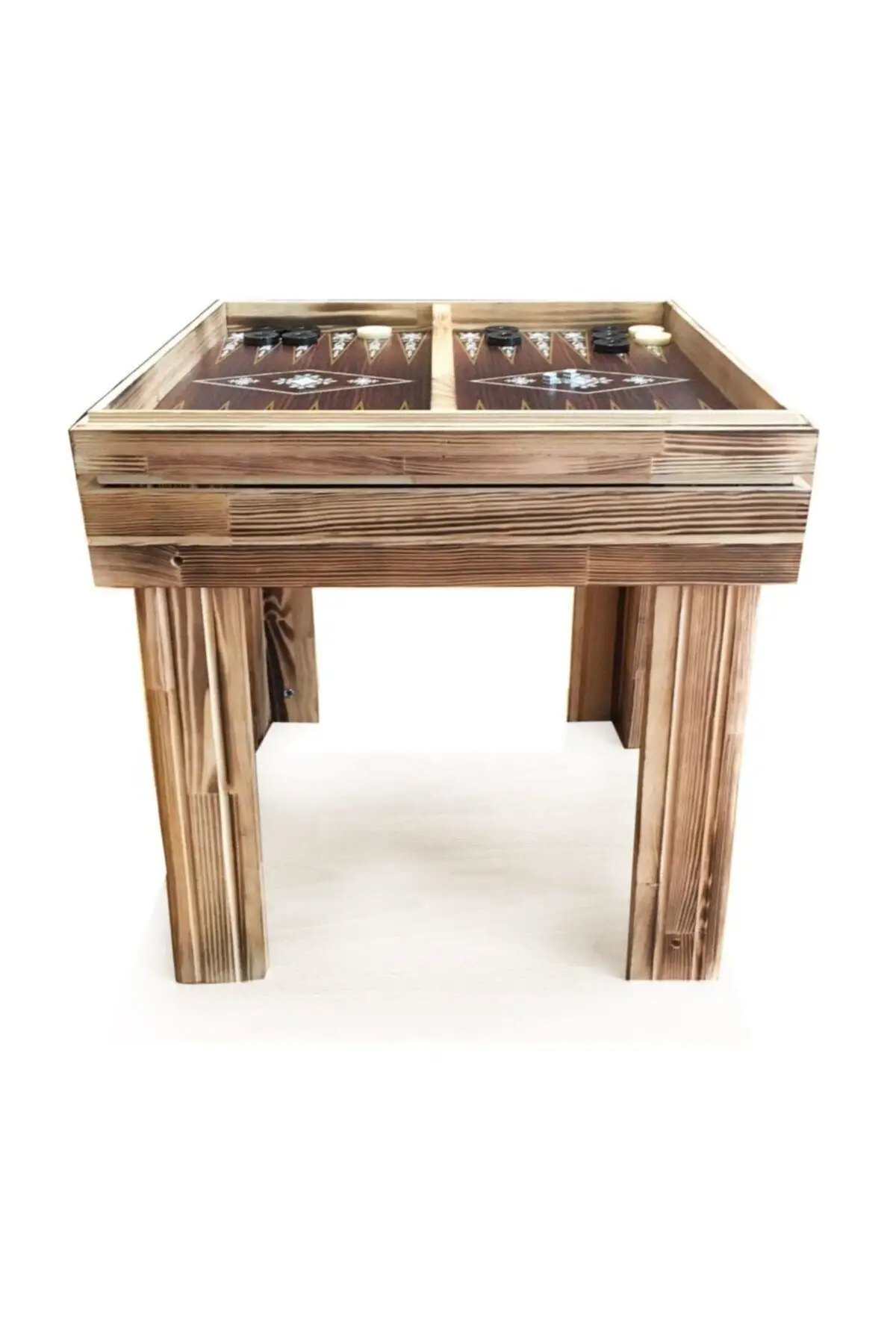 

Star footed walnut backgammon and chess table set