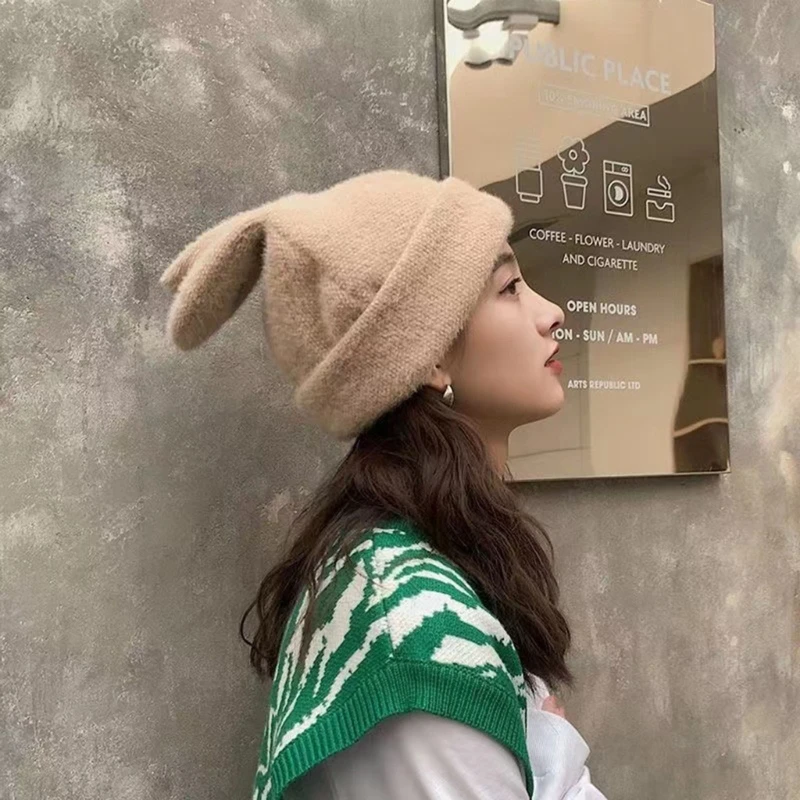 

Плюшевая шапка с защитой ушей для мужчин и женщин, длинная шапка в форме кролика, уха, теплая пушистая зимняя плюшевая Теплая Лыжная одежда д...