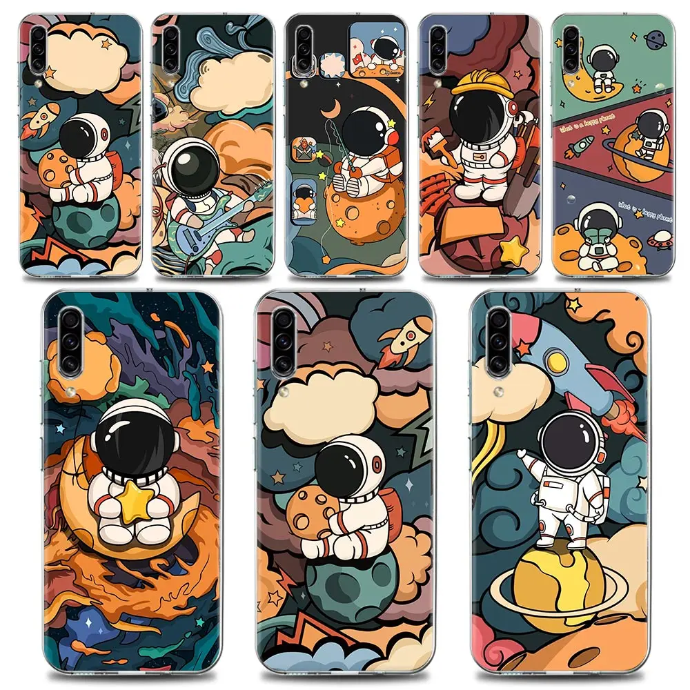 

Star Cute Astronaut Cartoon Clear Phone Case for Samsung A70 A40 A50 A30 A20e Case A20s A10 Note 8 9 10 Plus Lite 20 Silicone