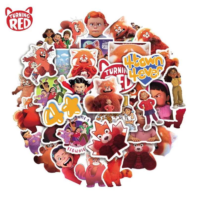 

Disney Pixar Anime Turning Red Stickers Laptop Guitar Waterproof Cartoon Figure Mei Red Panda Graffiti Stickers Kids Toy Gifts
