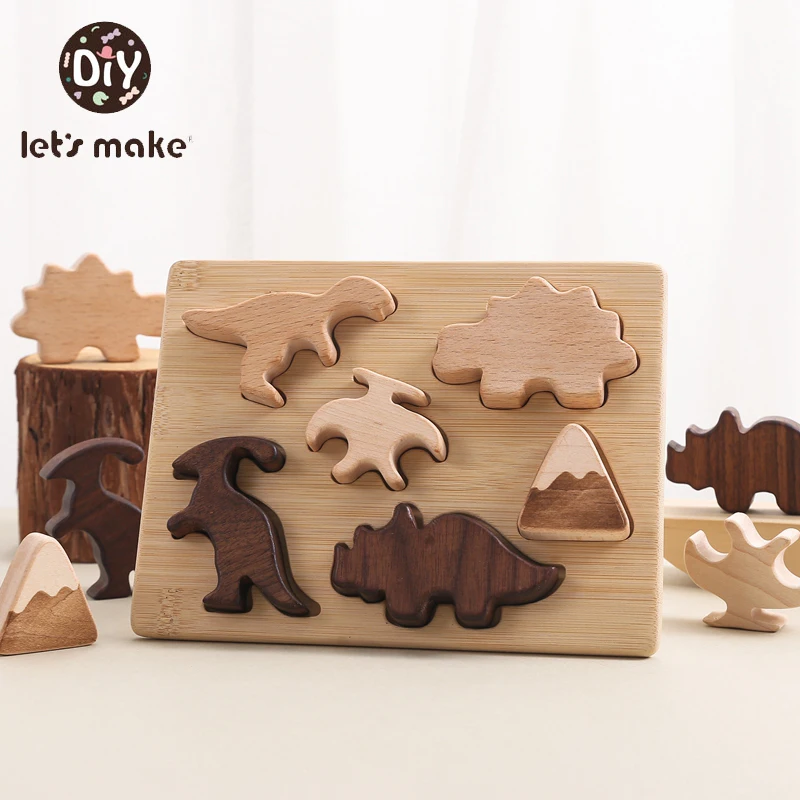 

Детский деревянный пазл-динозавр, игрушка-конструктор Монтессори, обучающая игрушка для укладки, имитация Мира Юрского периода