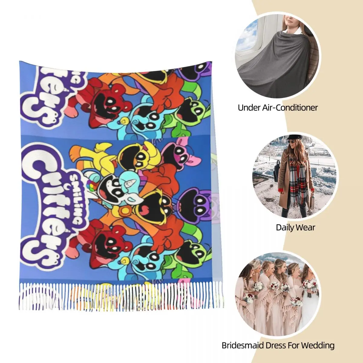 Улыбающийся шарф-защепка для малышей сохраняющий тепло шаль накидки с кисточкой