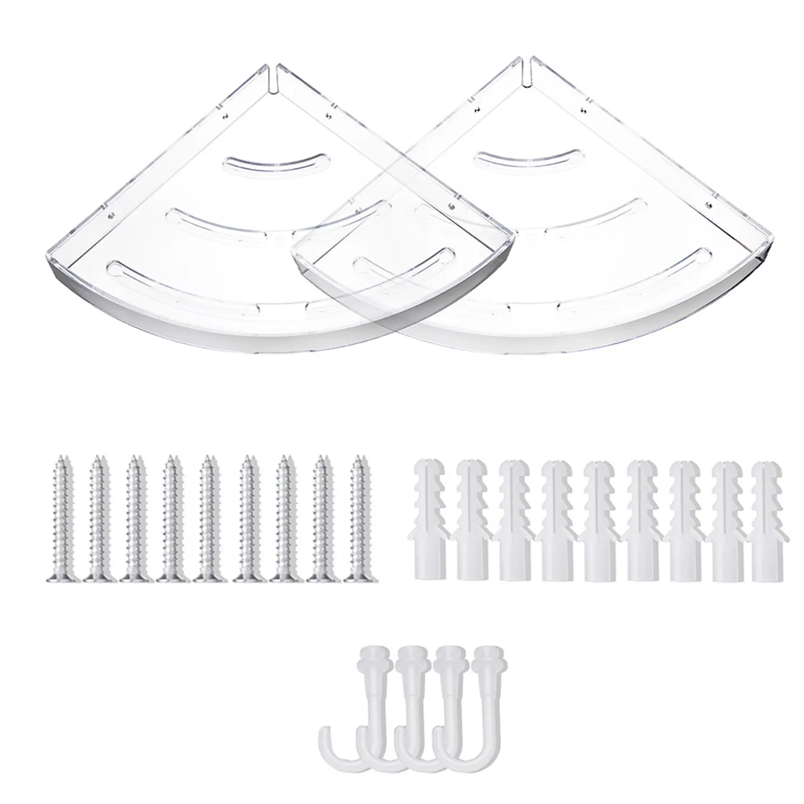 

Floating Corner Shelves 2 Pcs Transparent Acrylic Corner Shelf Wall Mounted Bathroom Rack With Hooks Organizer For Toilet