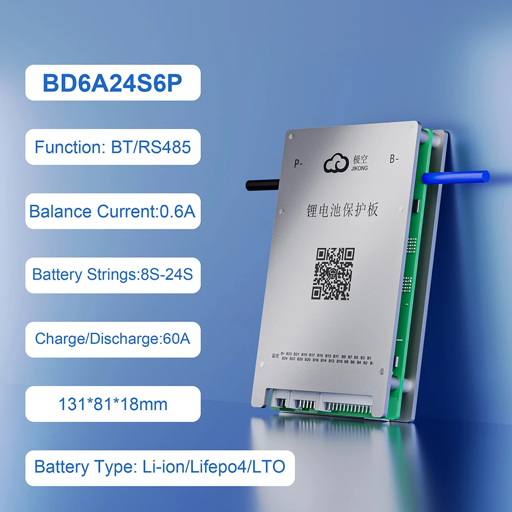 

JK BMS Smart Smart BT Balanced Battery Protection Board Balanced Current 0.6A 24S Continuous Discharge 60A li-ion lifepo4 LTO