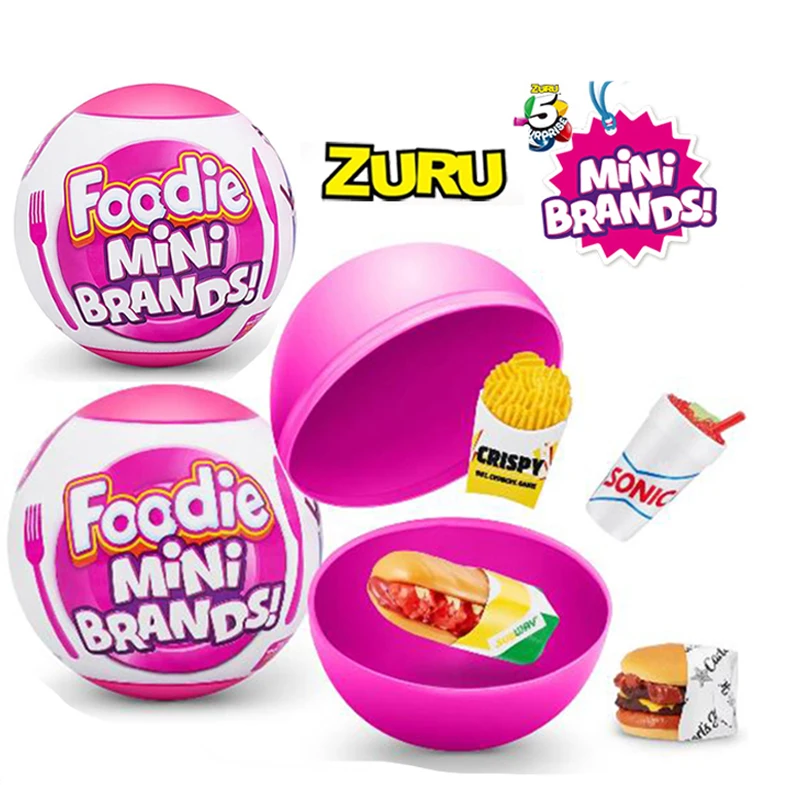 

5 Mini Foodie Brands Food Court Surprise Toy Collect Case Store & Minis with 5 Exclusive Minis By Zuru Anime Model Toy for Kid