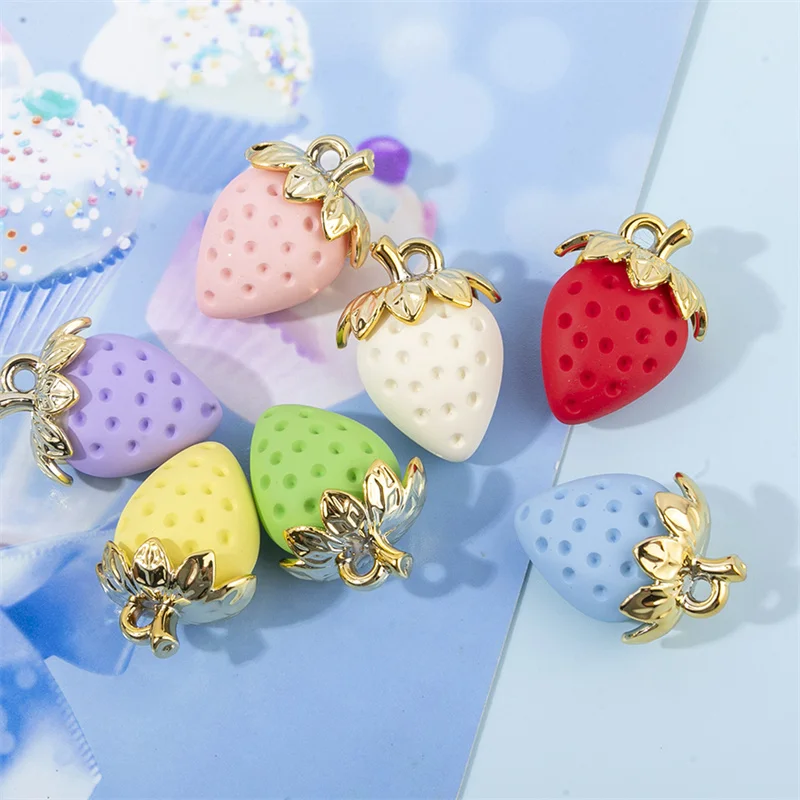 5 шт. 22x32 мм акриловая красочная сладкая клубничная подвеска-подвеска для кулона
