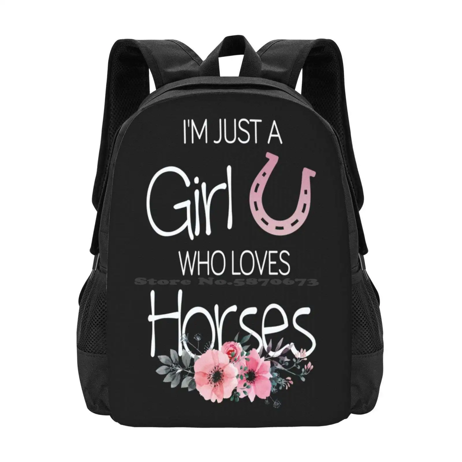 

I'M Just A Girl Who Loves Horses Pattern Design Laptop Travel School Bags Horses For Sale Equestrian Horseback Riding Horse