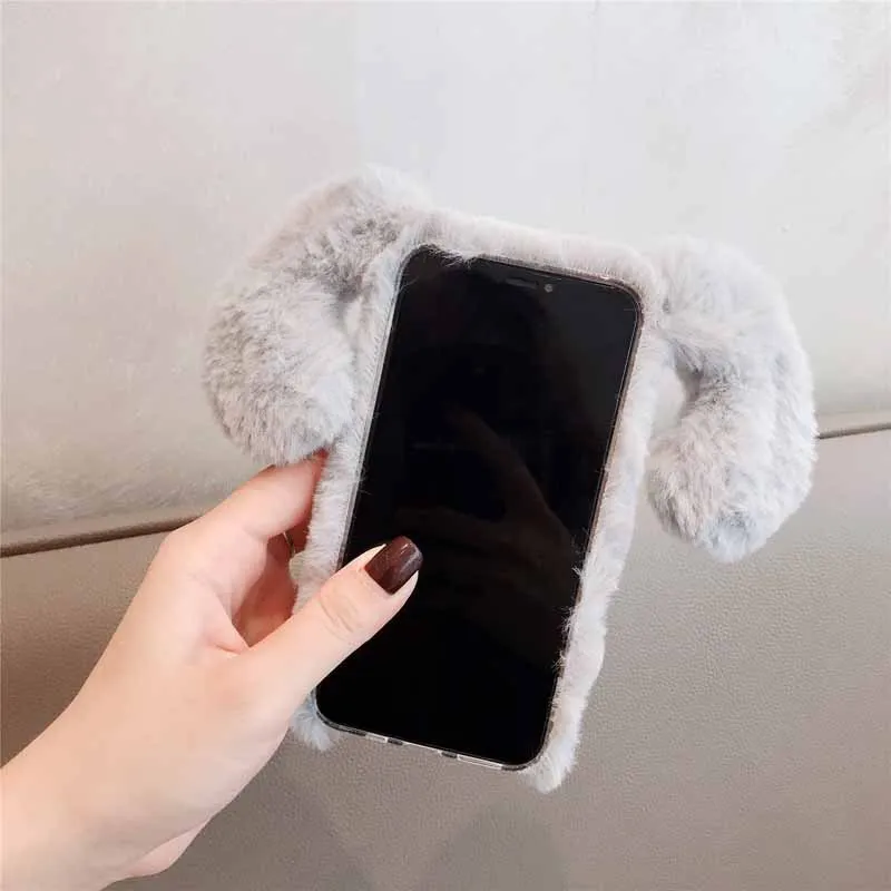 3D Пушистый Тёплый Чехол С Собачкой Для iPhone 13 Pro 12 mini 11 Max X XS XR 7 8 Plus SE 2 Мягкий Коврик