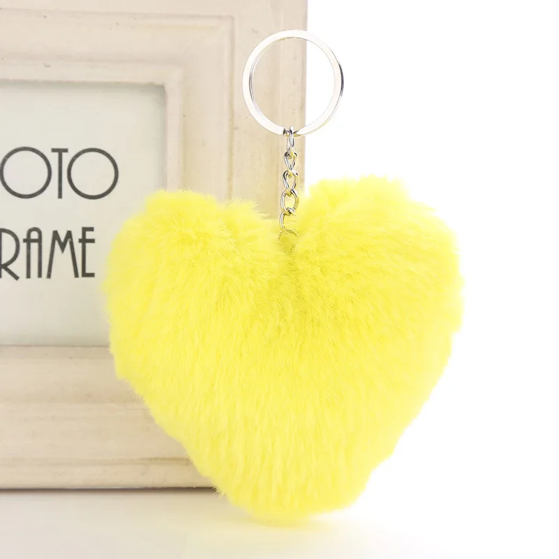 Plush Ball Key Ring Love Mobile Phone Key Chain Soft Artificial Rex Rabbit Hair Ball Car Key Ring Ladies Bag Pendant Jewelry DIY