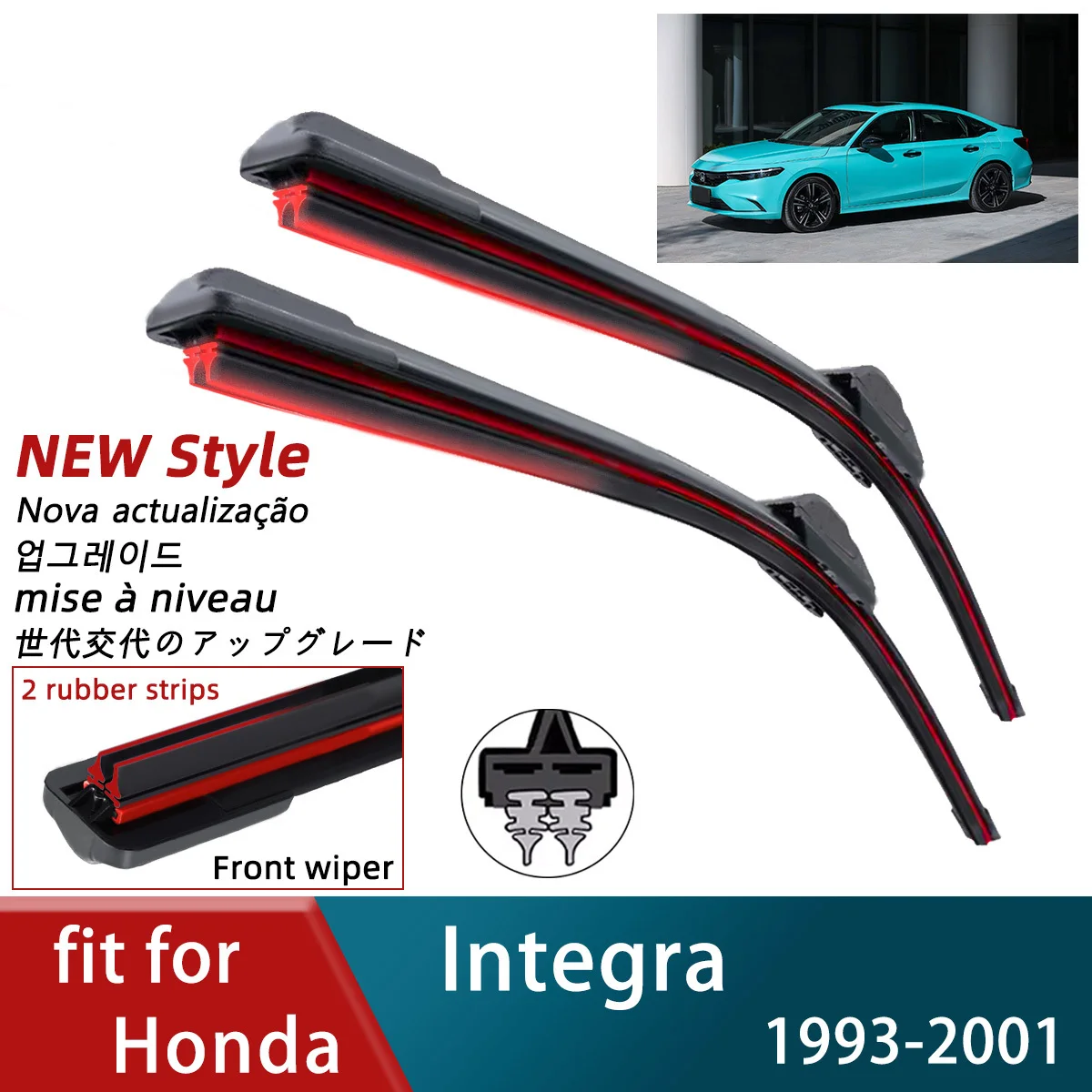 

Двойные резиновые автомобильные дворники для Honda Integra, щетки переднего дворника, резак, автомобильные аксессуары, износные детали, стеклоочиститель