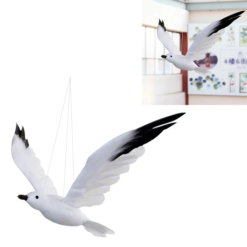 

Seagull Wall Flying Decor Bird Hanging Ornament Seagulls Artificial Figurine Sculpture Dove White Ornaments Birds Beach Mobile