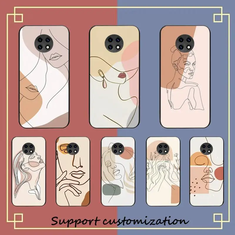 

YNDFCNB Abstract Women Face Line Phone Case for Samsung S20 lite S21 S10 S9 plus for Redmi Note8 9pro for Huawei Y6 cover