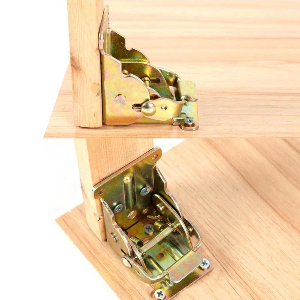

1PC Metal Folding Hinge Table Leg Brackets 90 Degree Self-locking Foldable Furniture Hinges For Table Chair Extension Tables