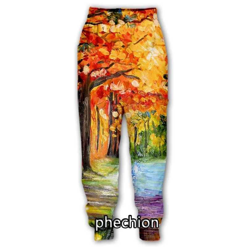 Новые мужские/женские повседневные брюки phechion с аниме-пейзажем и 3D принтом