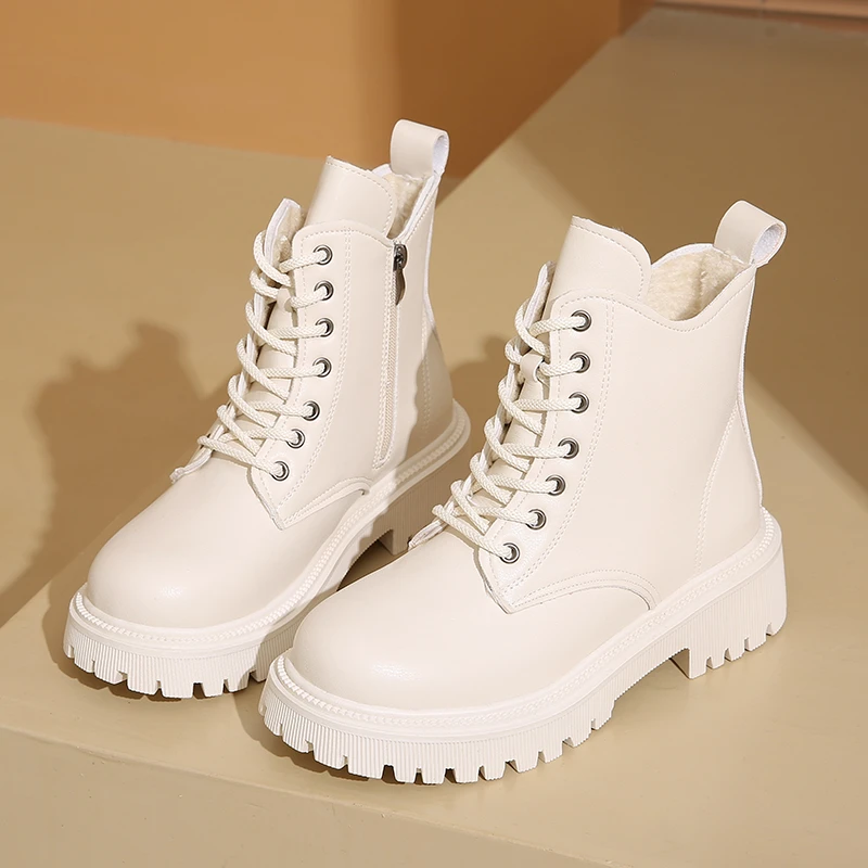 2024 качественные ботинки на платформе зимние теплые женские модная обувь круглом