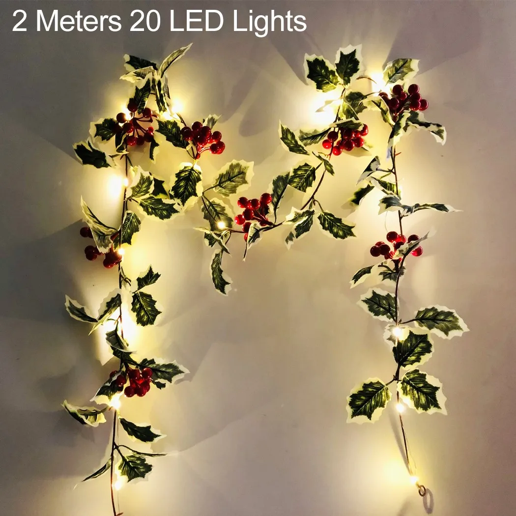 

2m 20LED Red Fruit Rattan Xmas String Light Fairy Courtyard Decor Thanksgiving For Party Christmas Home Garden Decoration