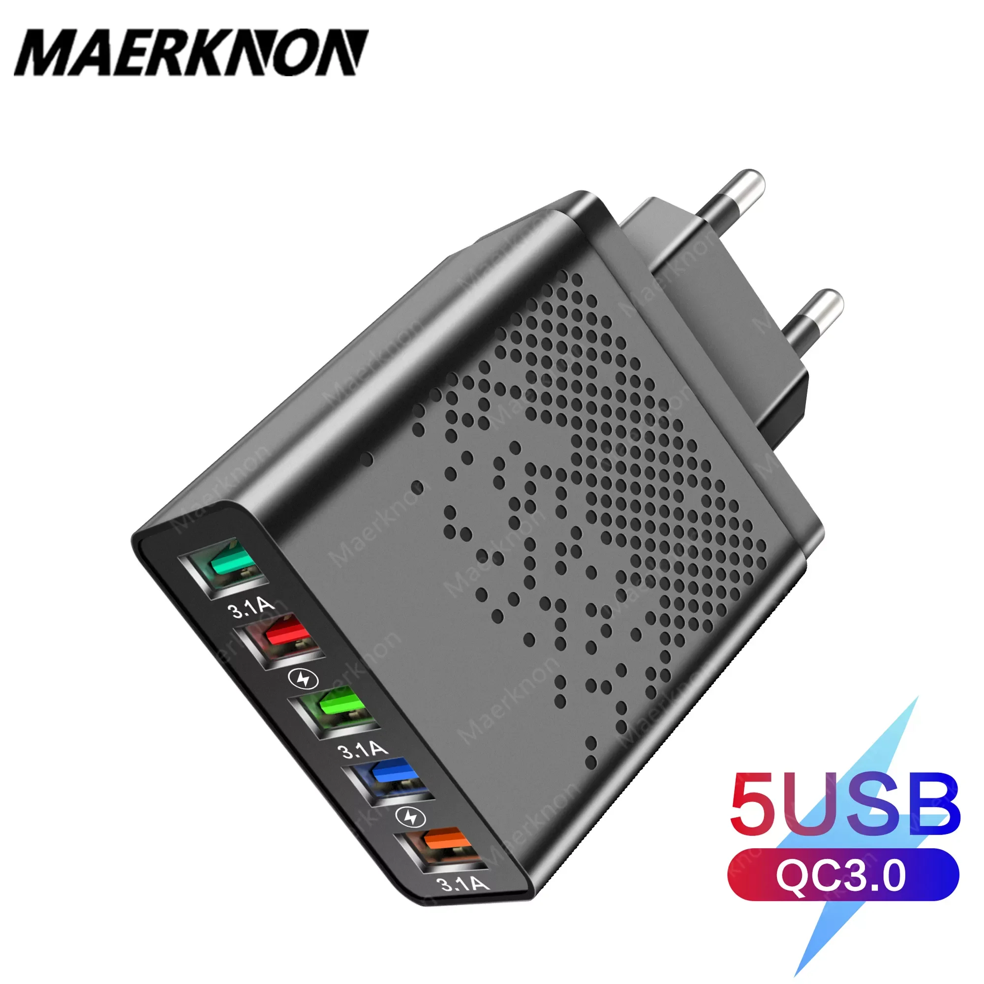 

5 Ports USB Charger Quick Charge 3.0 For Phone Adapter for iPhone 13 12 Pro Max Tablet Portable Wall Mobile Charger Fast Charger