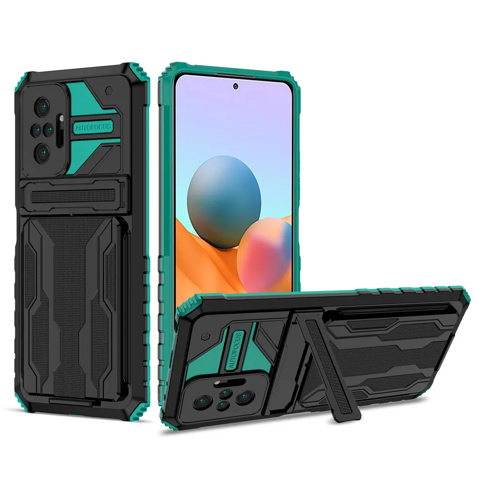 

for Redmi 10 10 Prime 9 9A 9C With Card Slot Stand Cover for Redmi Note 10 Pro 10T 5G 9S 10S Redmi Note10 Pro Shockproof Case