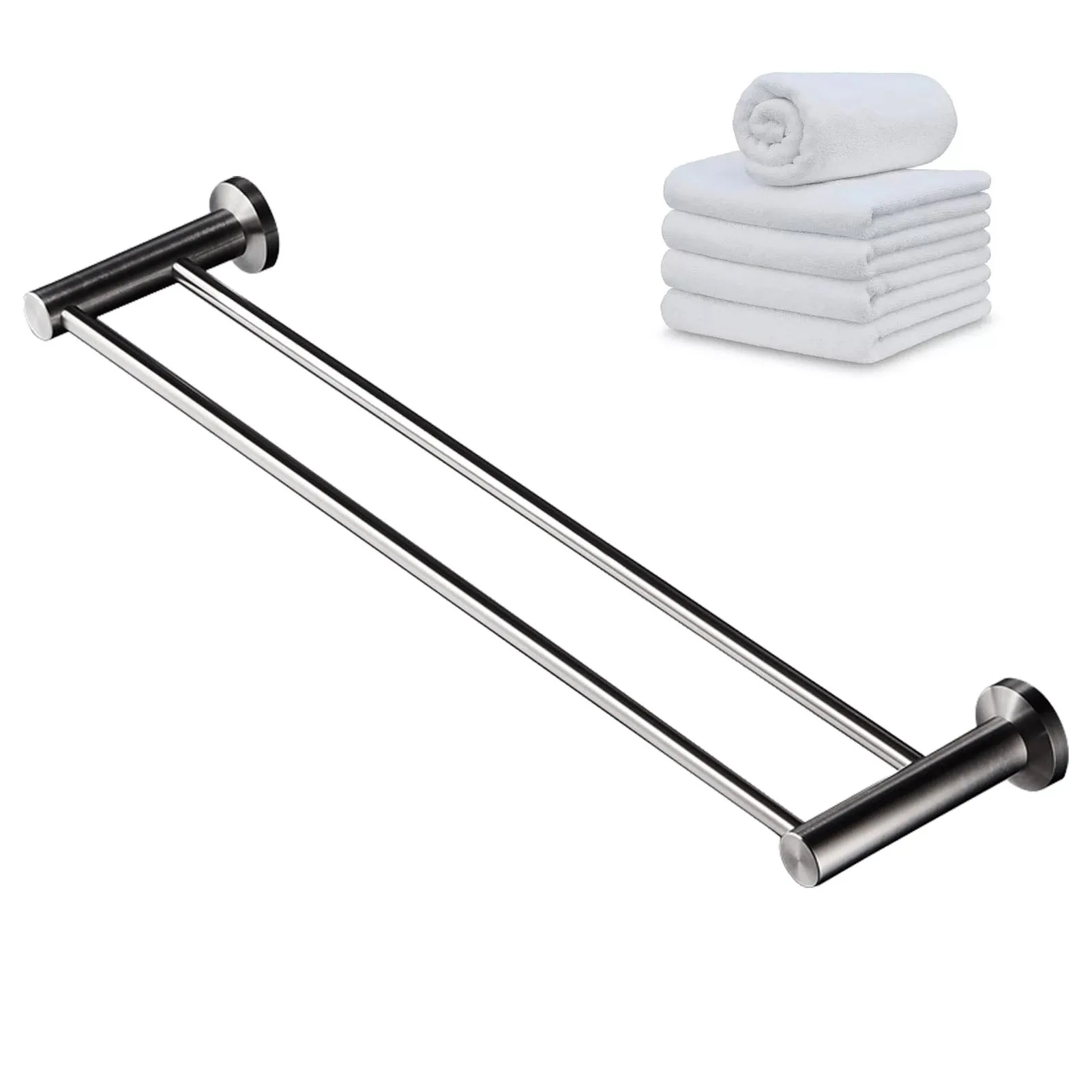 

Double Bath Towel Bar Stainless Steel Towel Rack Towel Holder Wall Mount For Bathroom Exquisite Brushed Matte Finish Ideal