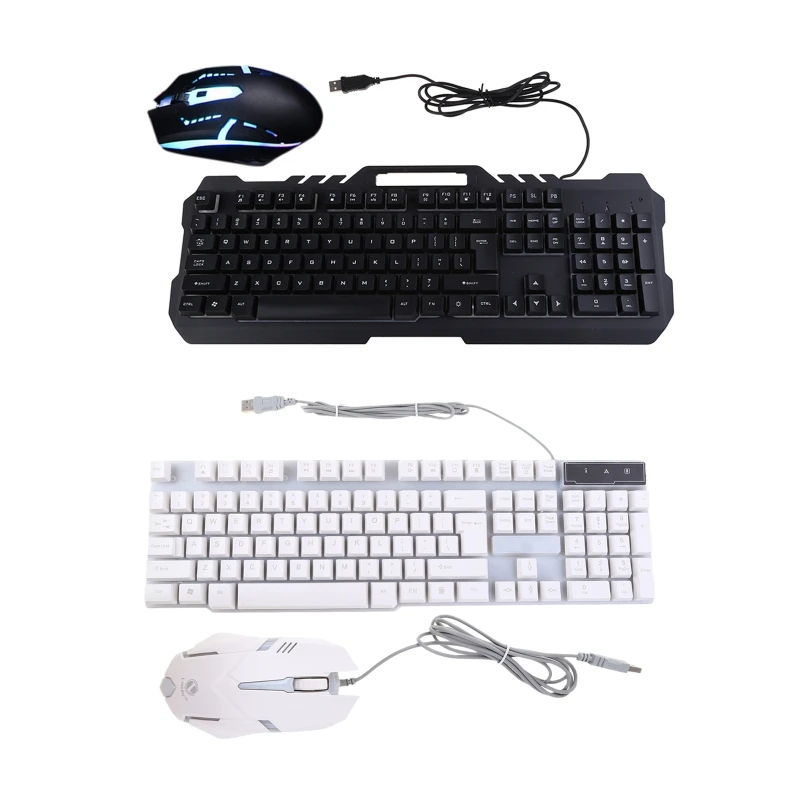 

USB Mechanical Feeling Gaming Keyboard Floating U Shaped Keycap Wired Keyboard for Windows Gaming PC (104 Keys, Mouse)
