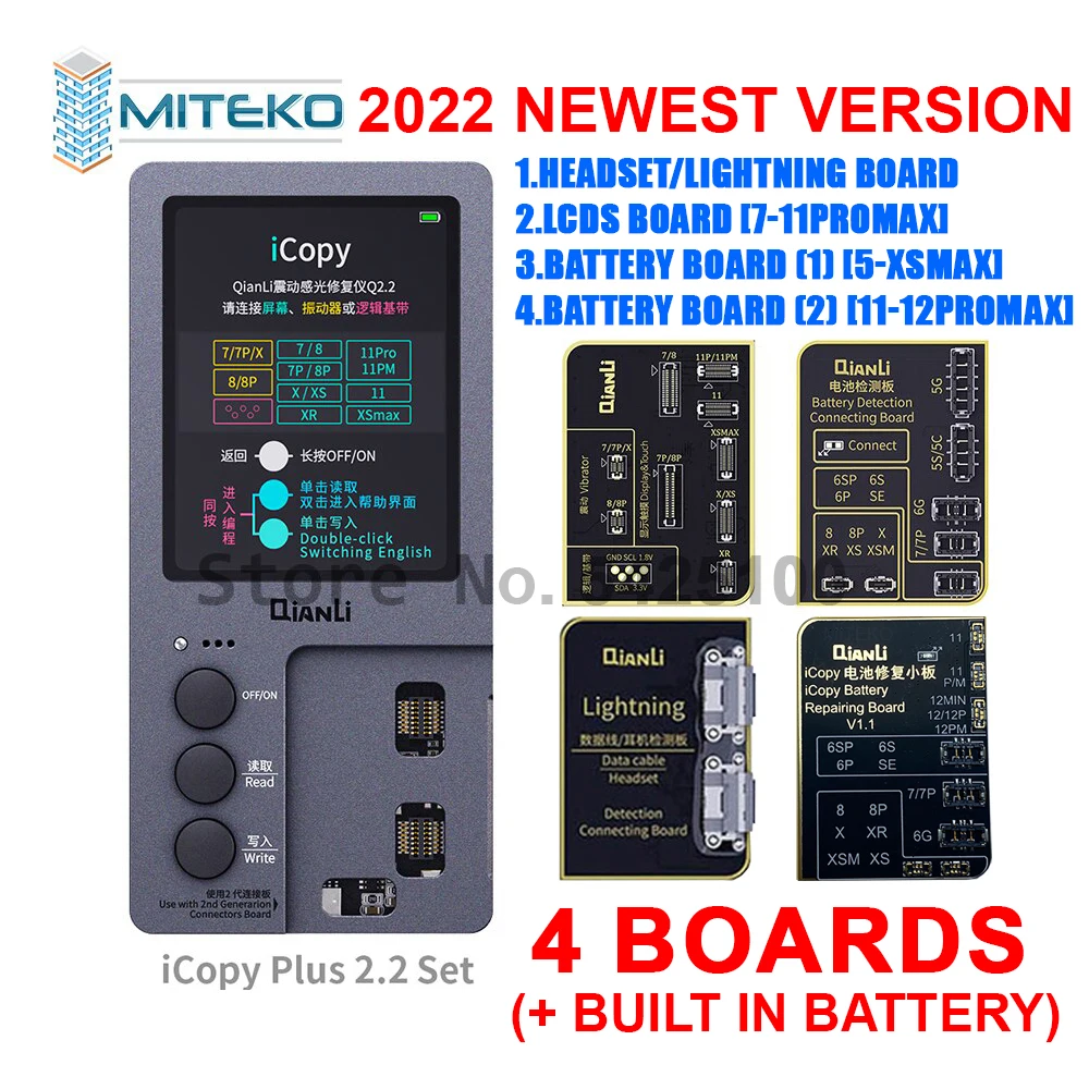 Qianli iCopy Plus 2.2 with Battery Testing Board for 7 8 8P X XR XS XSMAX 11PM 12 LCD Vibrator Transfer EEPROM Programmer