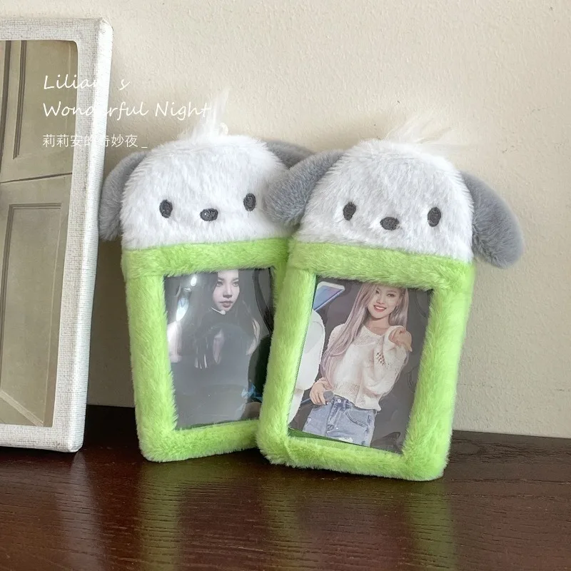 Kawaii Sanrio Pochacco плюшевый чехол для карт брелок ключей с мультяшной едой держатель