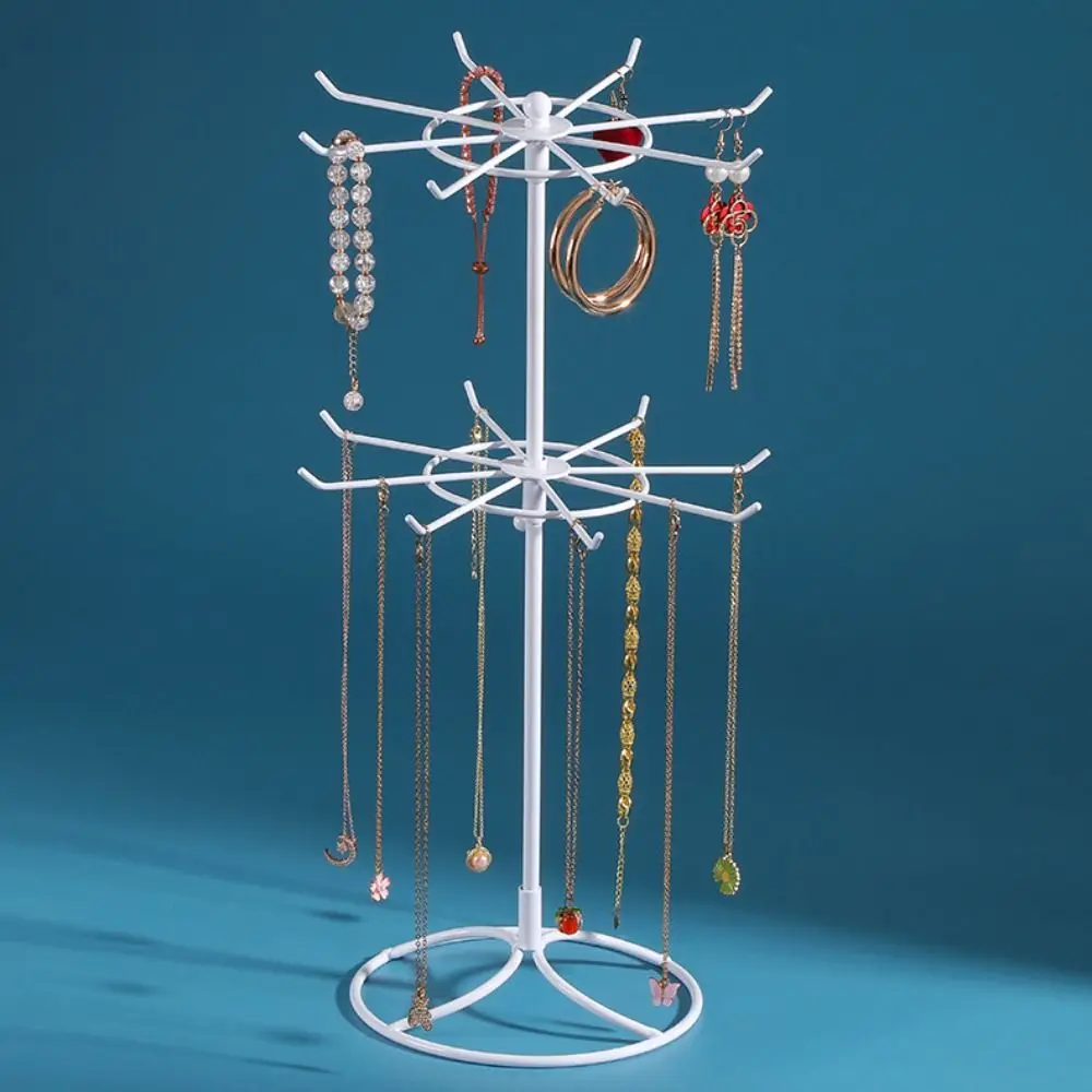 Круглая подставка для ювелирных изделий металлический держатель 2 уровня полка