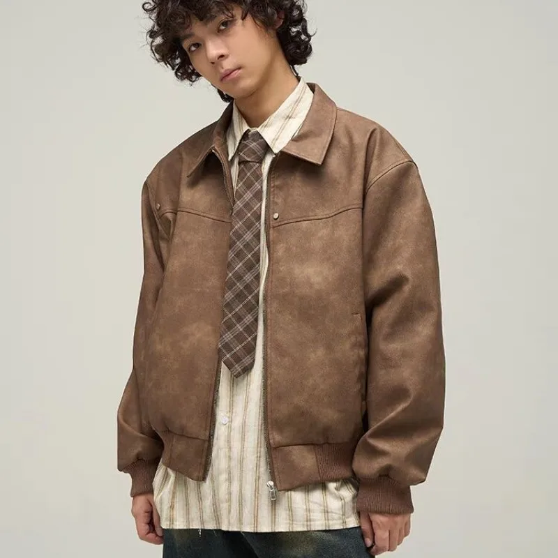 

Новинка 2024, Классические мужские куртки и жакеты из искусственной кожи под заказ, мужские пальто, верхняя одежда 7204