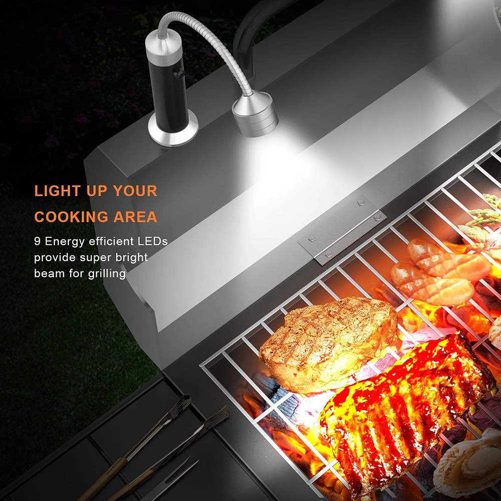

2pcs Portable Grill Light 360 Degree Magnetic 9 LED BBQ Lamp Outdoor Super Bright Magnetic Base Barbecue Lights Soft Tube Light