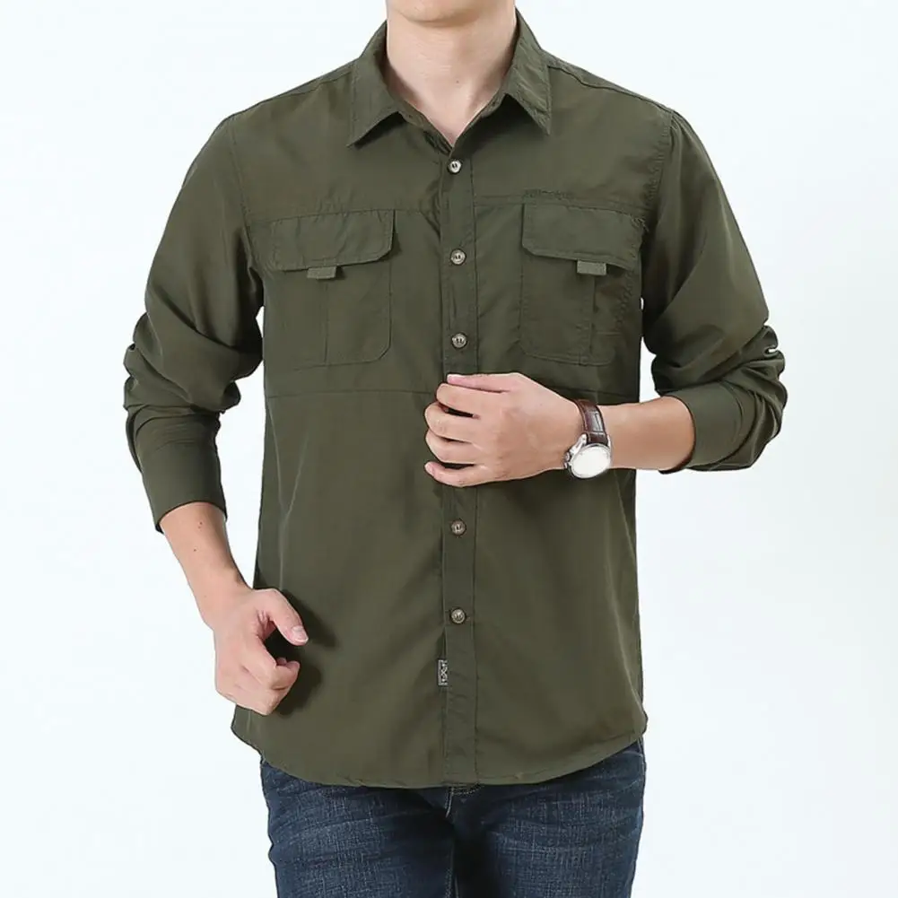 

Breathable Button Single-breasted Men Shirt for Travel Outdoor Shirt Breathable Button Single-breasted Men Shirt for Travel