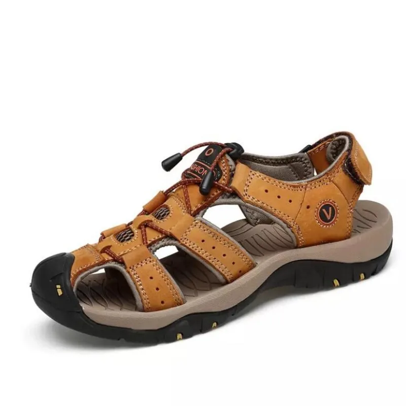 

Summer Men Leather Sandals Fashion High Quality Water Beach Outdoor Non-slip Soft Comfortable Wear-resisting Non-slip Size38-48