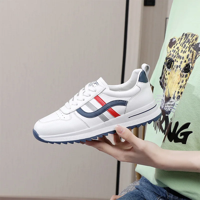 

Ladies Running Shoes 2022 Spring New Leather Color Matching Women's Shoes Sports Casual Shoes Luxury Vulcanized Shoes