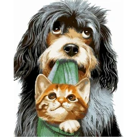 gatyztory 60x75cm painting by numbers diy dog and cat frameless digital painting animals drawing by numbers on canvas