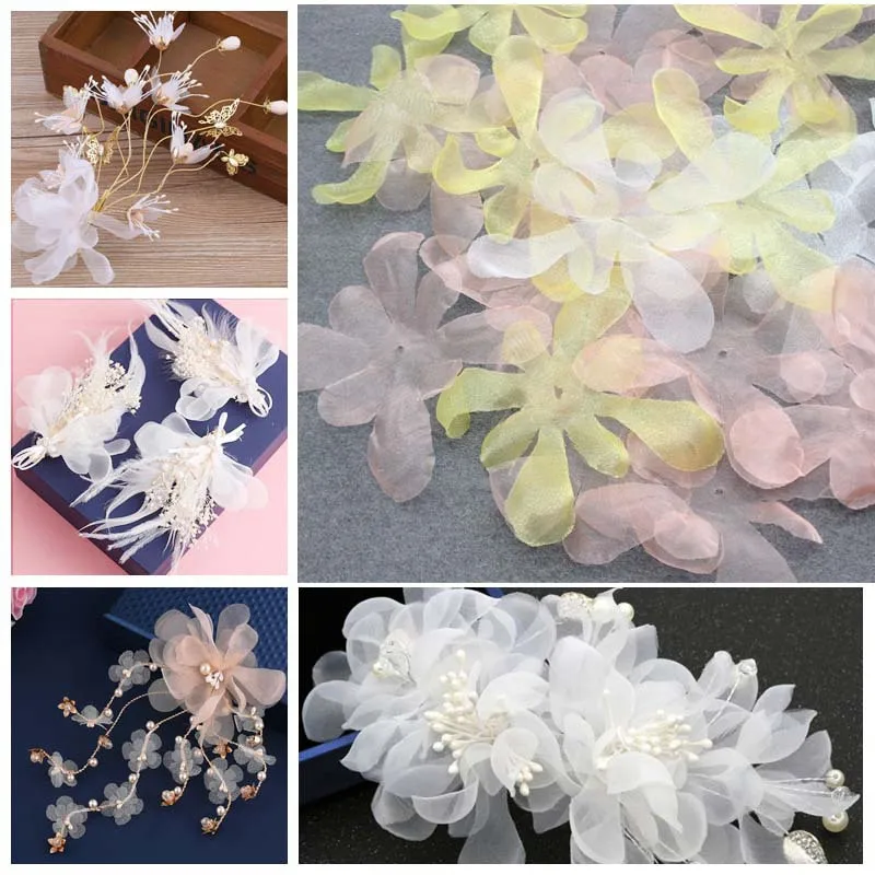 

8cm DIY Cake Decoration Materials three-Dimensional Yarn Flower Piece For Wedding Dress Accessories Head Wrap