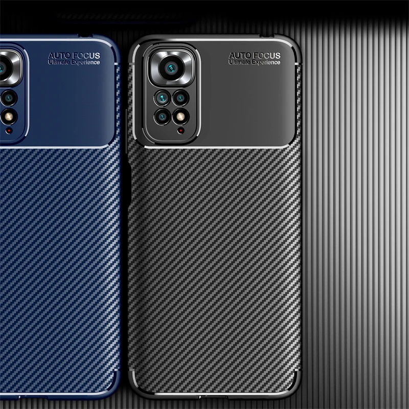 

For Xiaomi Redmi Note 11 Case Fiber Carbon Armor Silicone Rubber Case For Xiaomi Redmi Note 11 Global Cover For Redmi Note 11