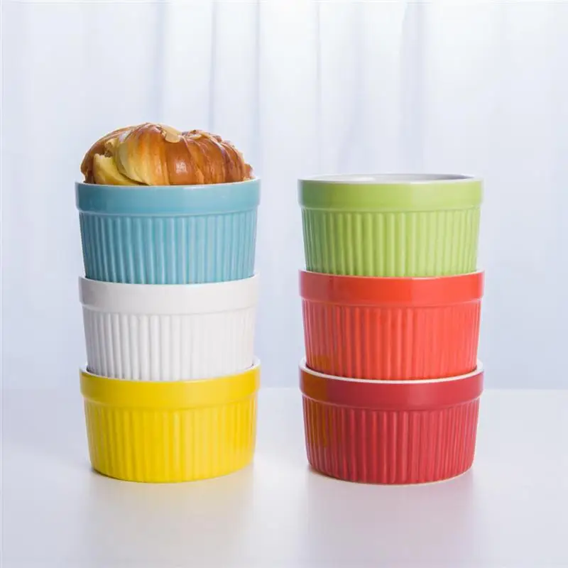 

7PCS 3.5 Inch Non-stick Heat Resistant Reusable Ceramic Cake Mold Tray DIY Bread Mold Baking Mould Bakeware (Random Color)